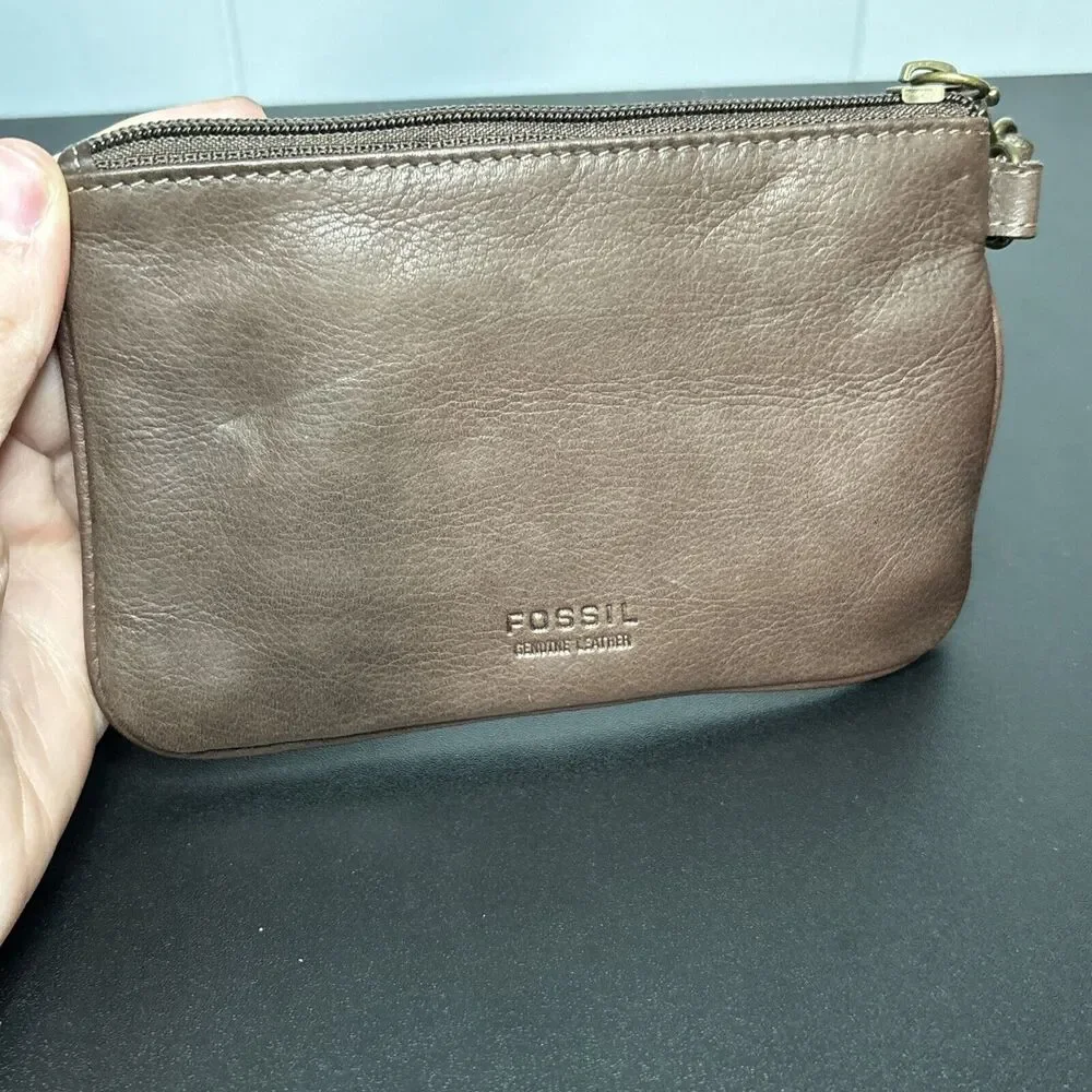 Fossil Small Wristlet Wallet With Embellishments Stripes Brown 6 x 4 Inches - Picture 4 of 11